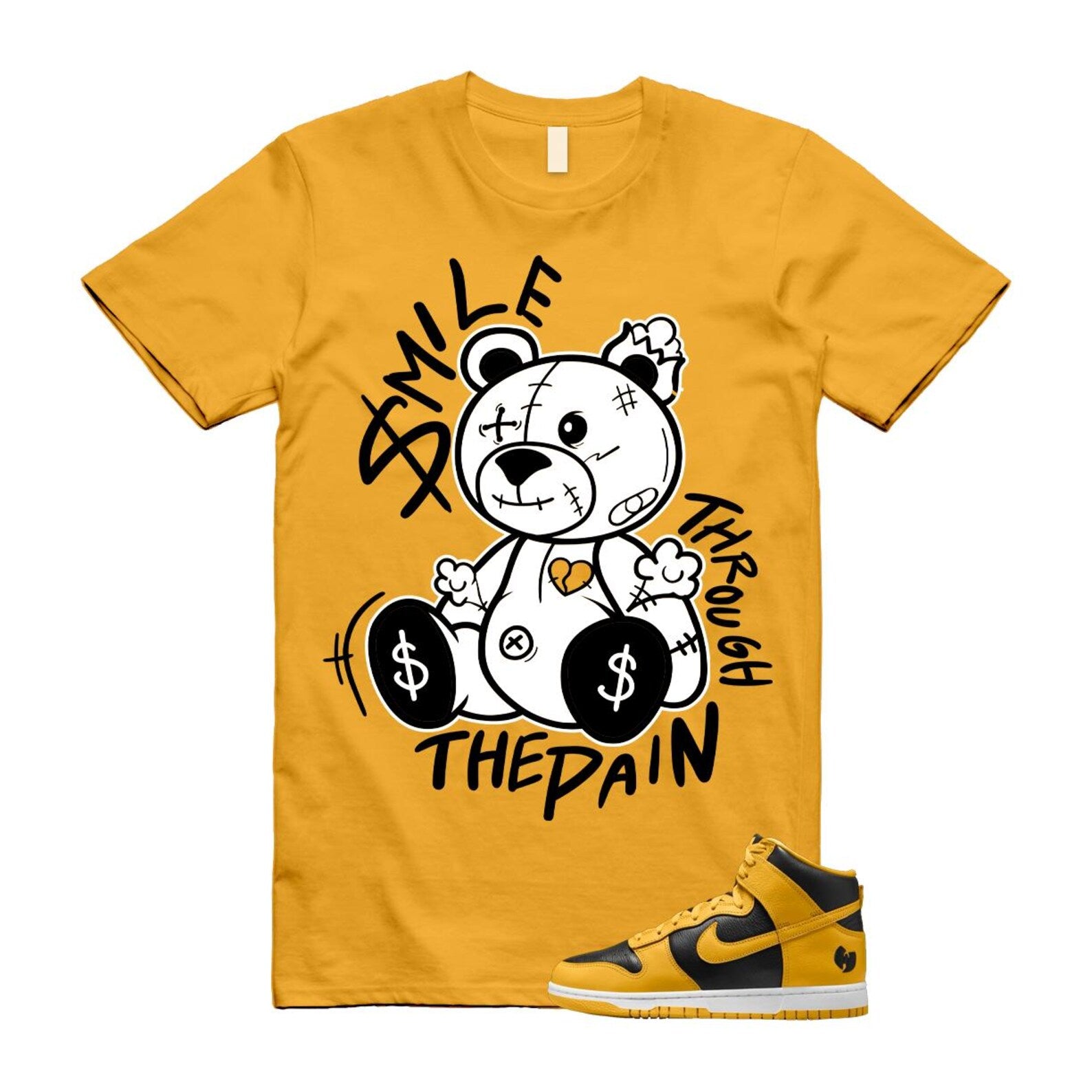 Dunk Tang Black Pollen White Yellow Gold High Shirt To Match Smile Through The Pain T-Shirt 2024