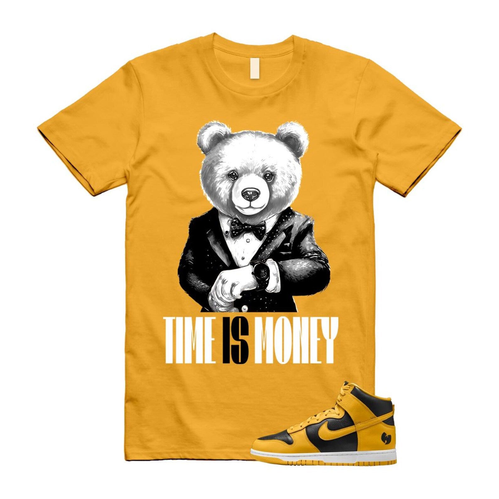 Dunk Tang Black Pollen White Yellow Gold High Shirt To Match Time Is Money T-Shirt 2024