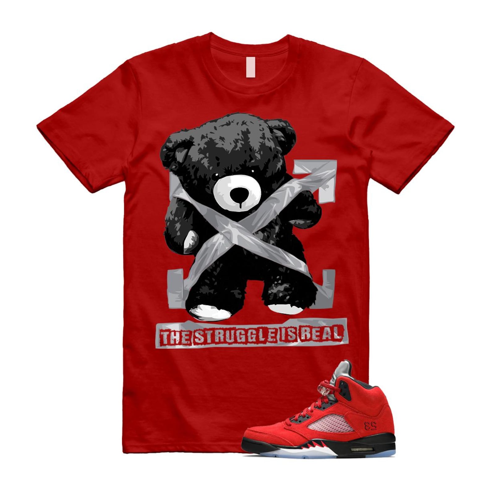 Air Jordan 5 Raging Bull Shirt to Match The Struggle Is Real DD0587-600 Match Sneaker Tee