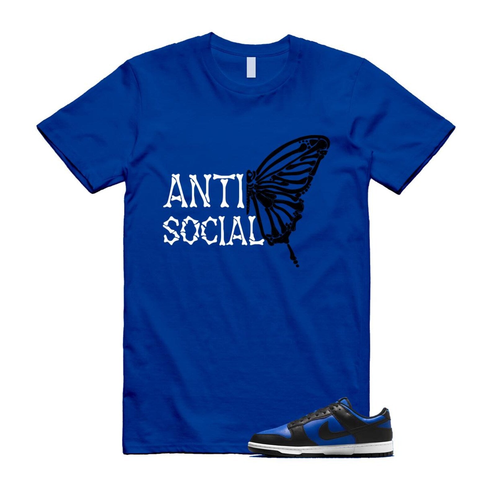 Dunk Hyper Royal Black White Shirt To Match Anti Social Butterfly T-Shirt 2025