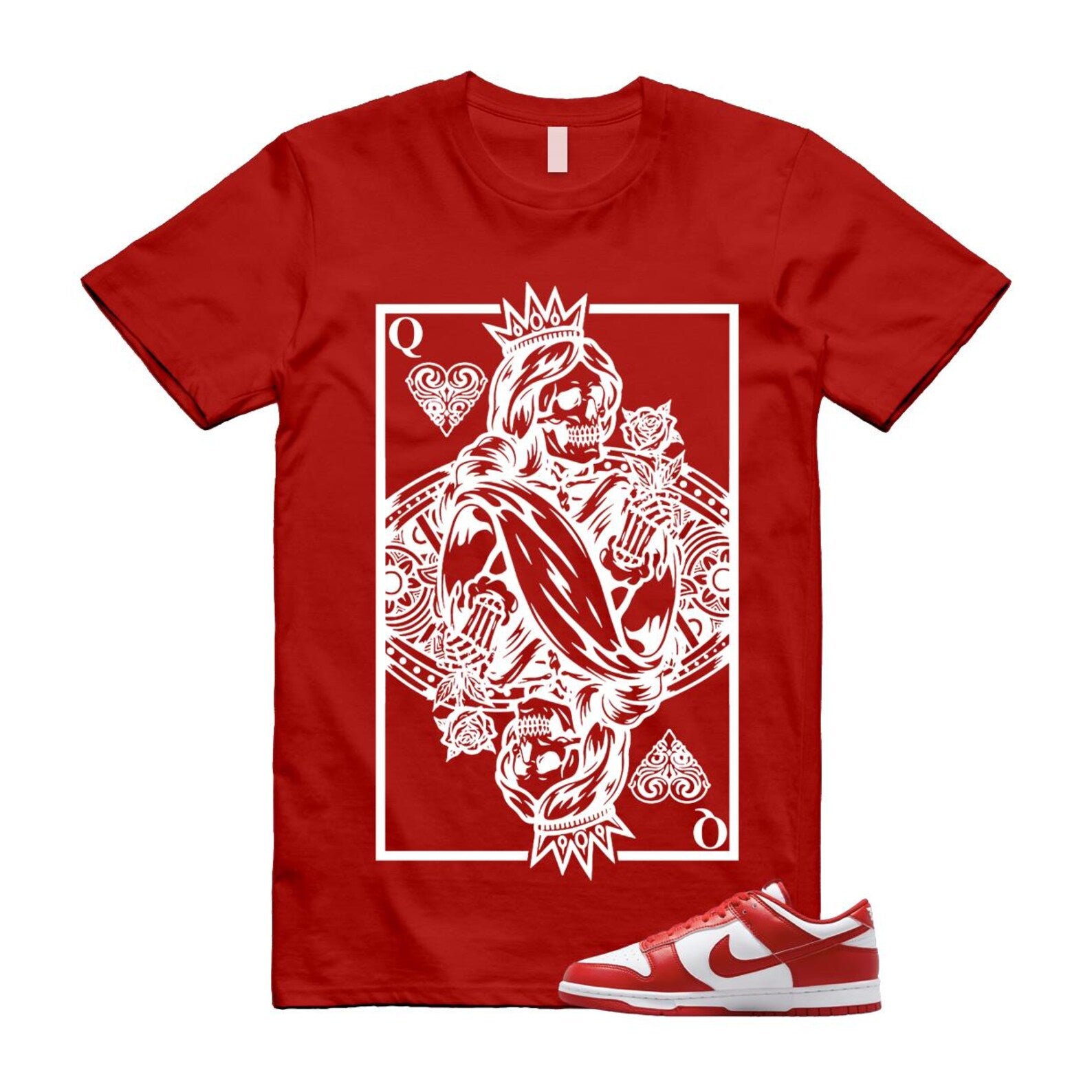 Dunk St Johns University Red White Shirt To Match Queen Card T-Shirt 2025