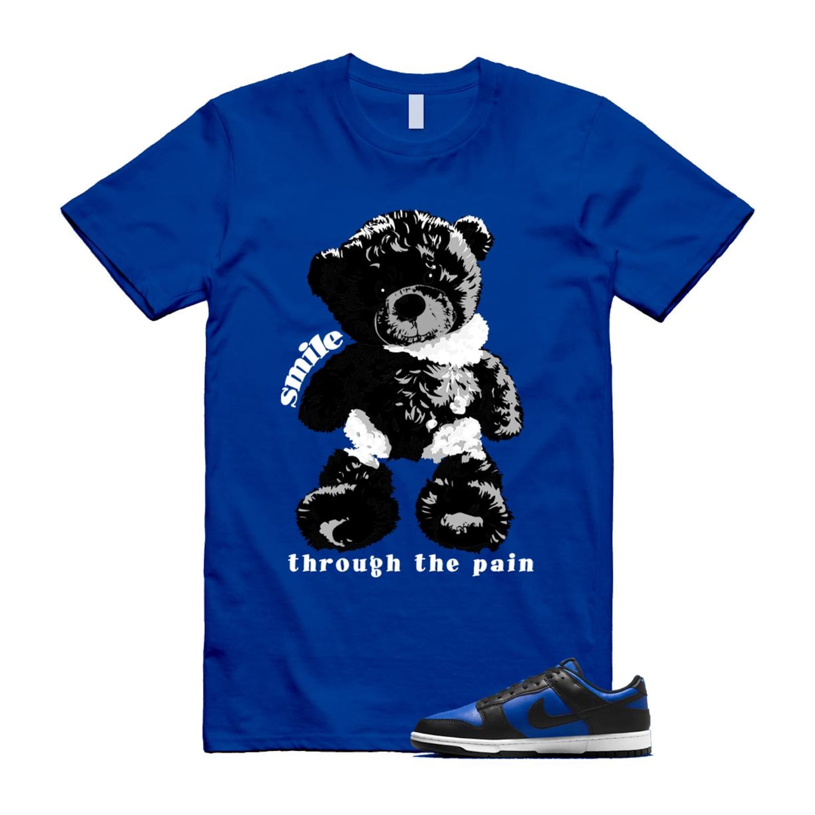 Dunk Hyper Royal Black White Shirt To Match Smile T-Shirt 2025