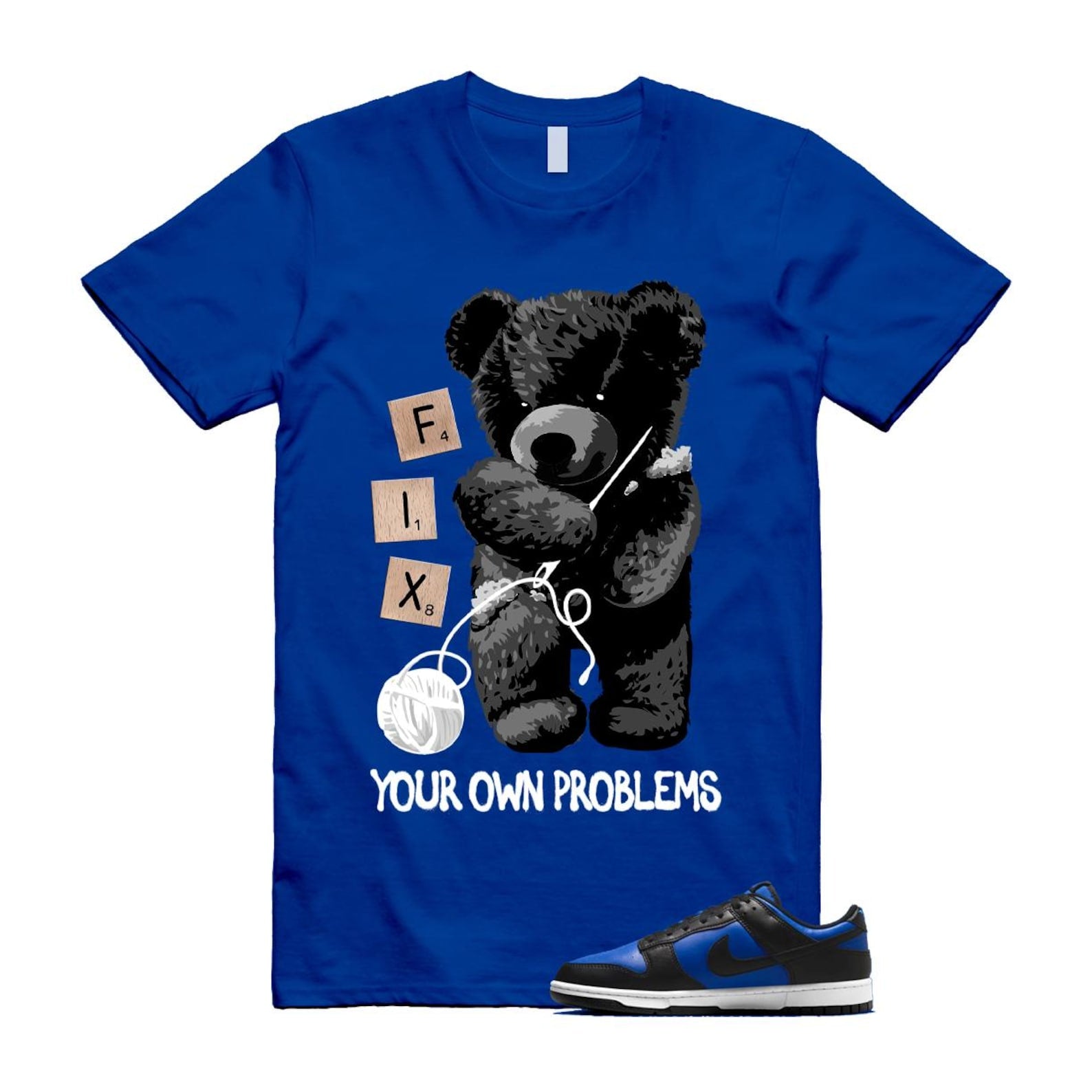 Dunk Hyper Royal Black White Shirt To Match Fix T-Shirt 2025