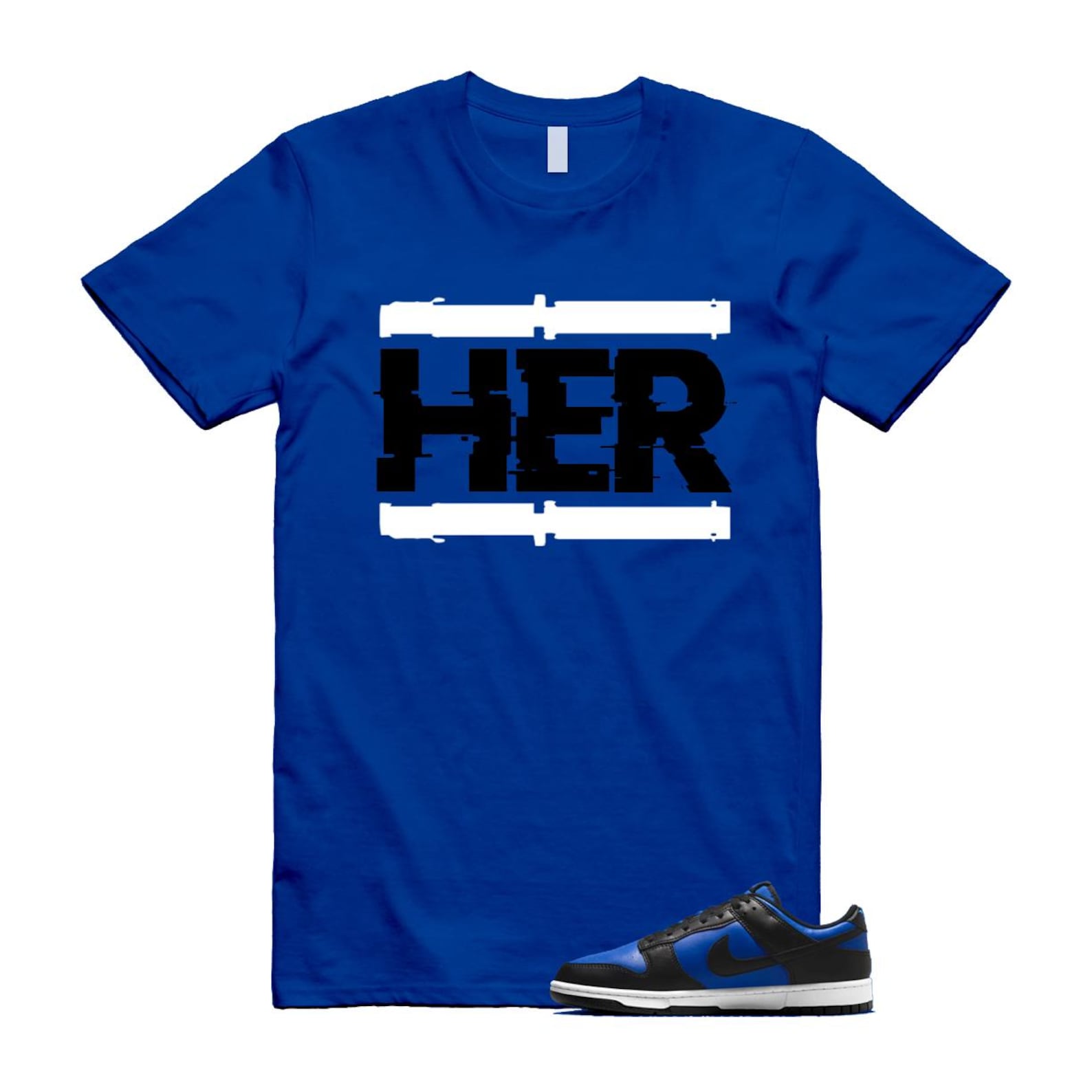 Dunk Hyper Royal Black White Shirt To Match Her T-Shirt 2025