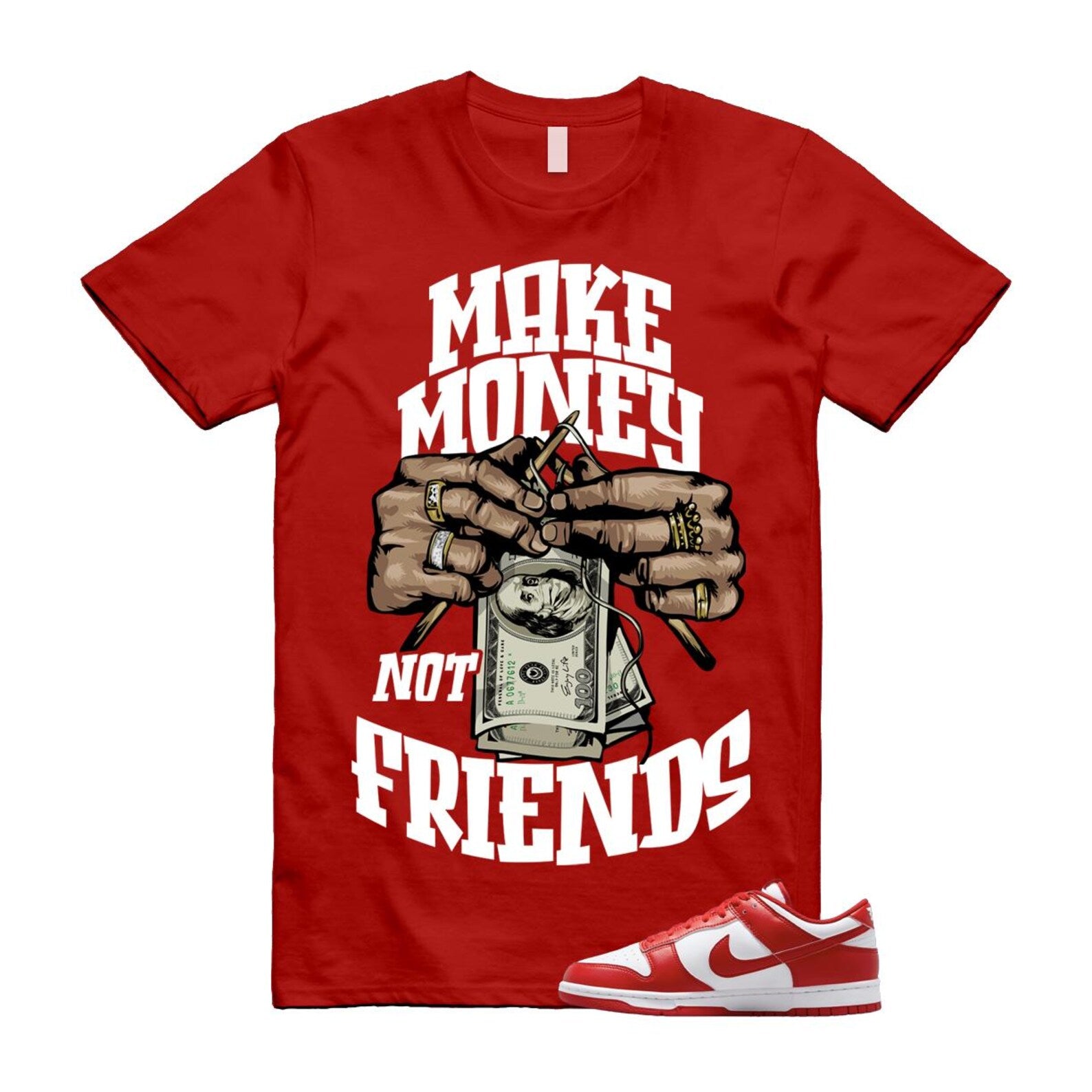 Dunk St Johns University Red White Shirt To Match Make Money T-Shirt 2025