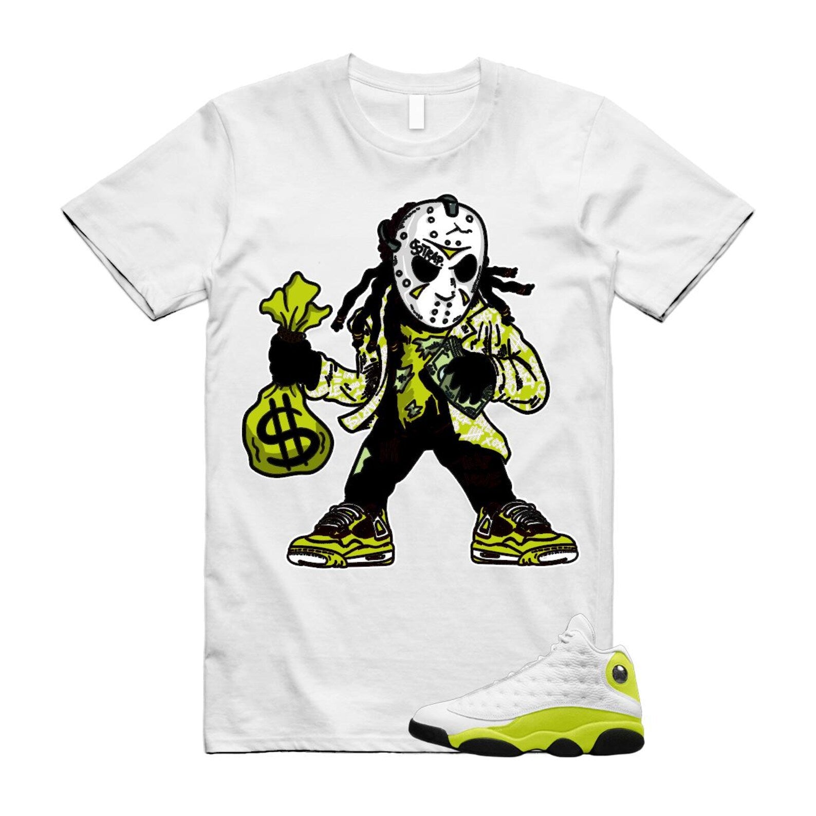 13 Bright Cactus White Black Shirt To Match Jason T-Shirt 2025