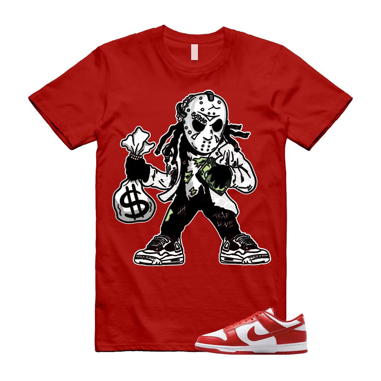 Dunk St Johns University Red White Shirt To Match Jason T-Shirt 2025
