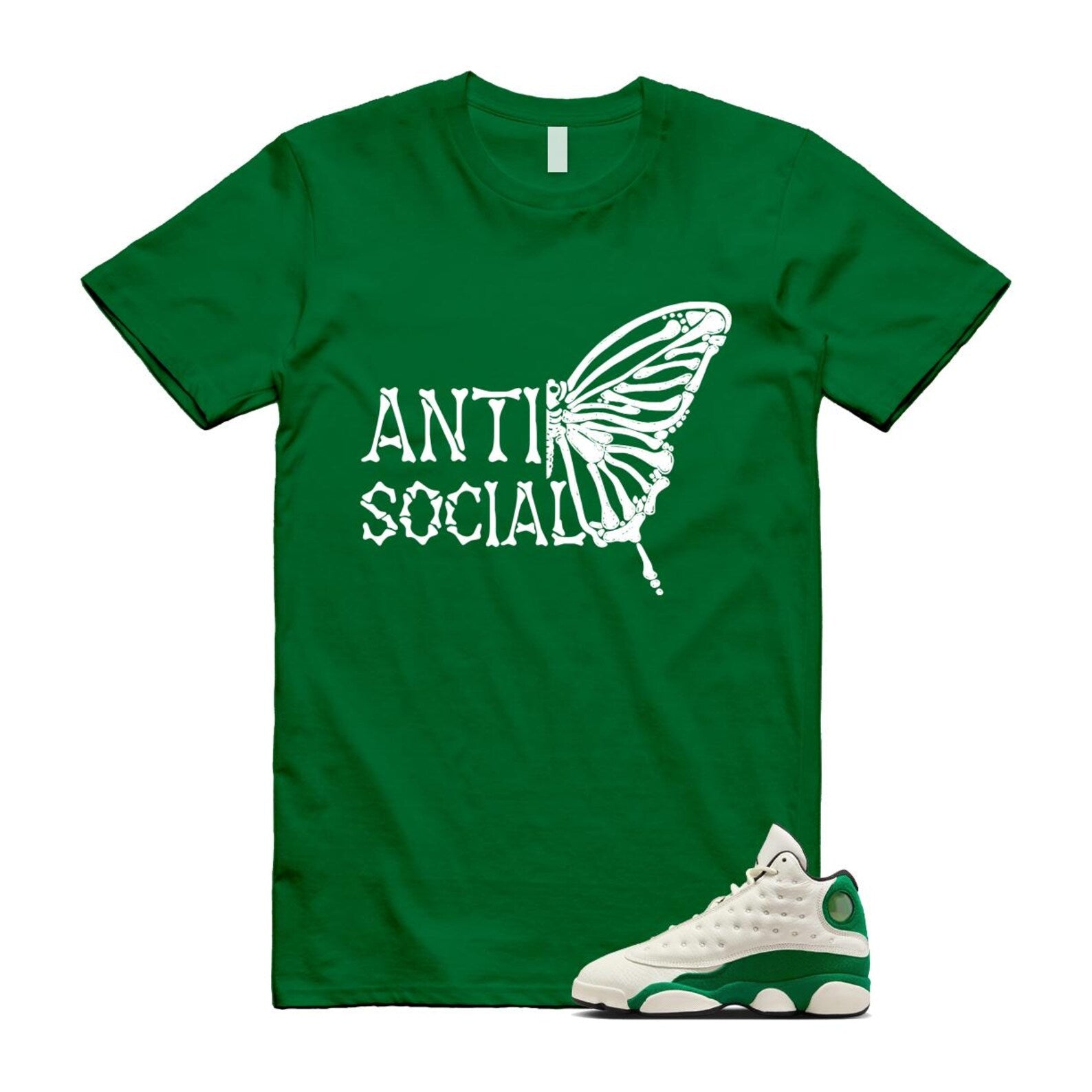 13 Pine Green White Black Shirt To Match Anti Social Butterfly T-Shirt 2025