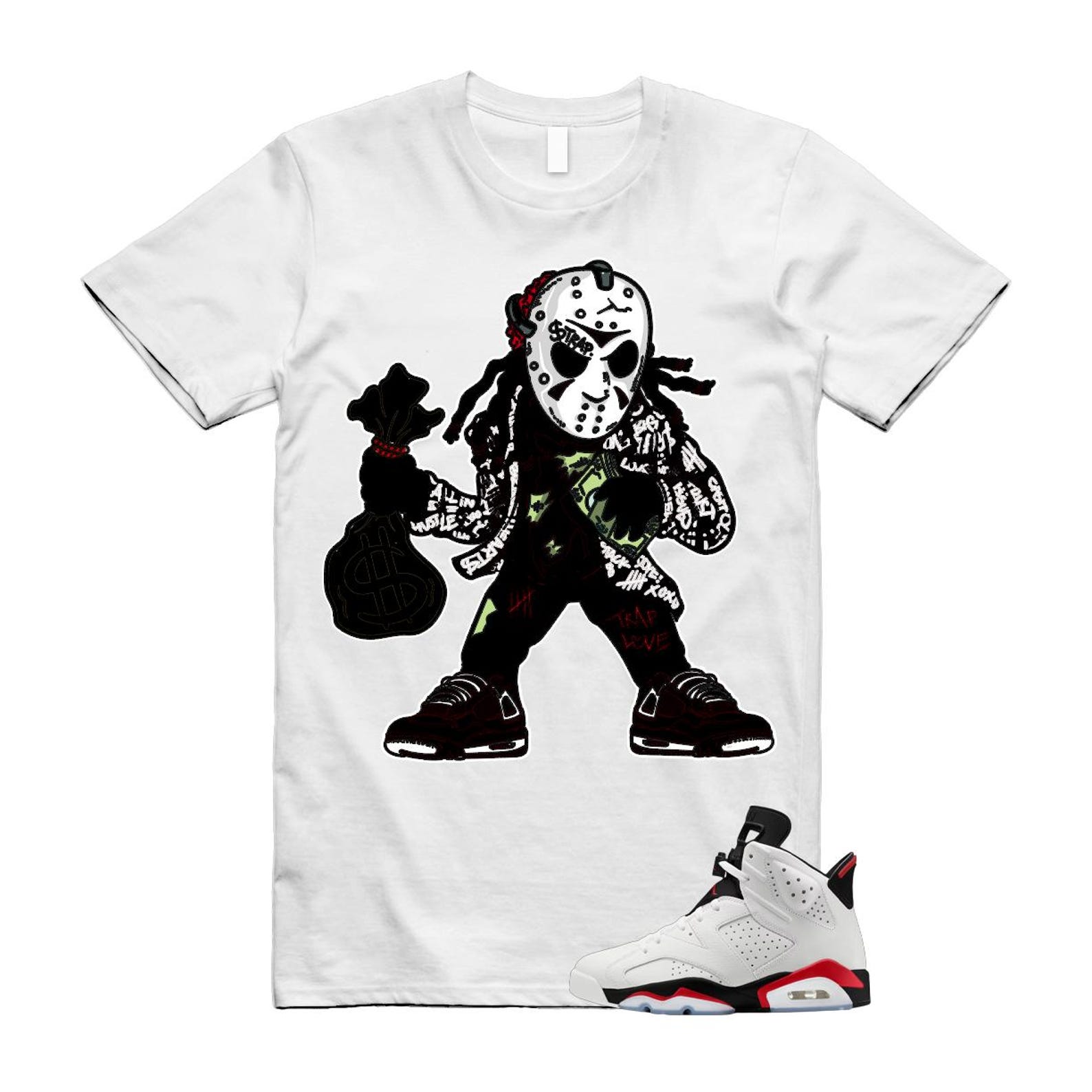 6 Fire Red Summit White Black Shirt To Match Jason T-Shirt 2025