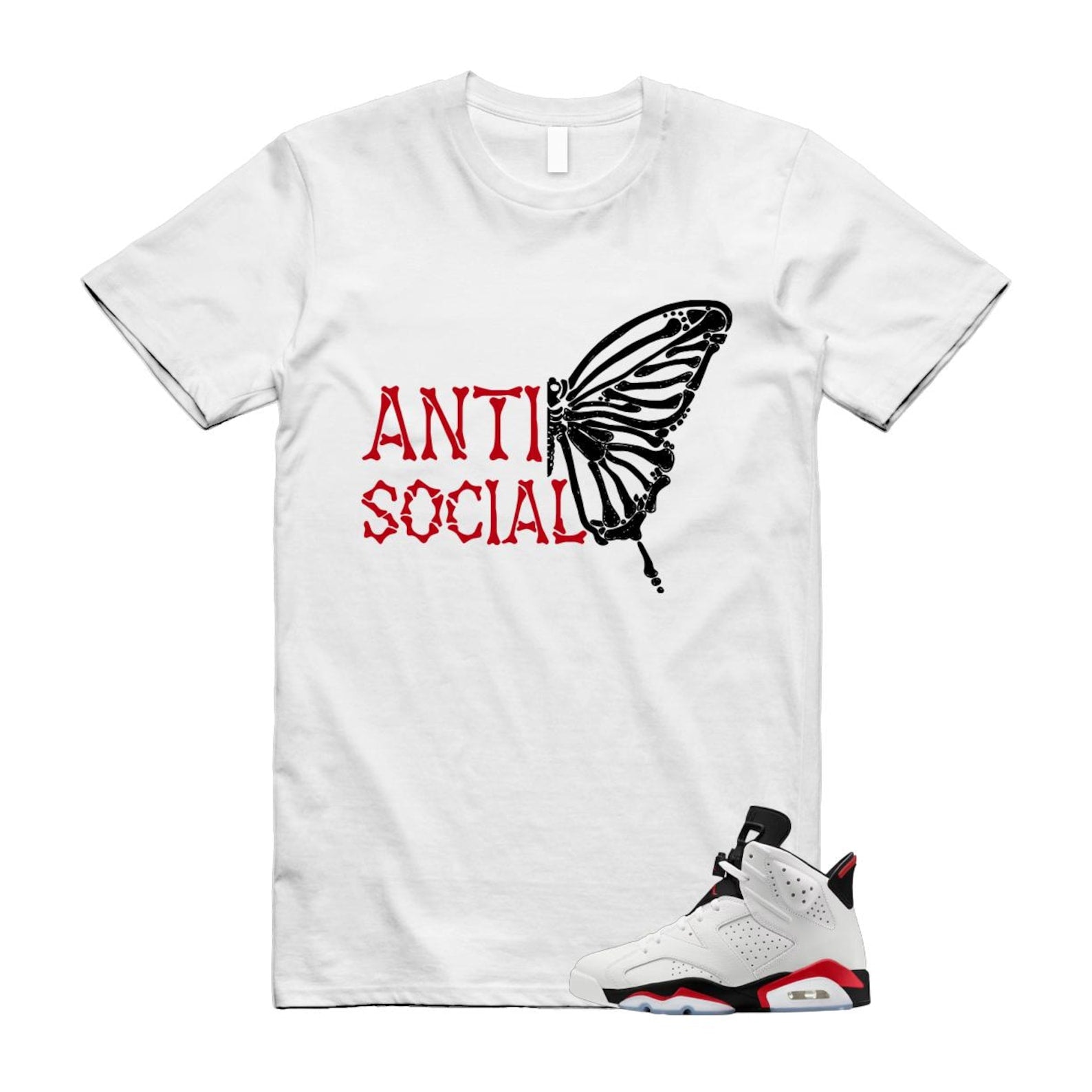 6 Fire Red Summit White Black Shirt To Match Anti Social Butterfly T-Shirt 2025