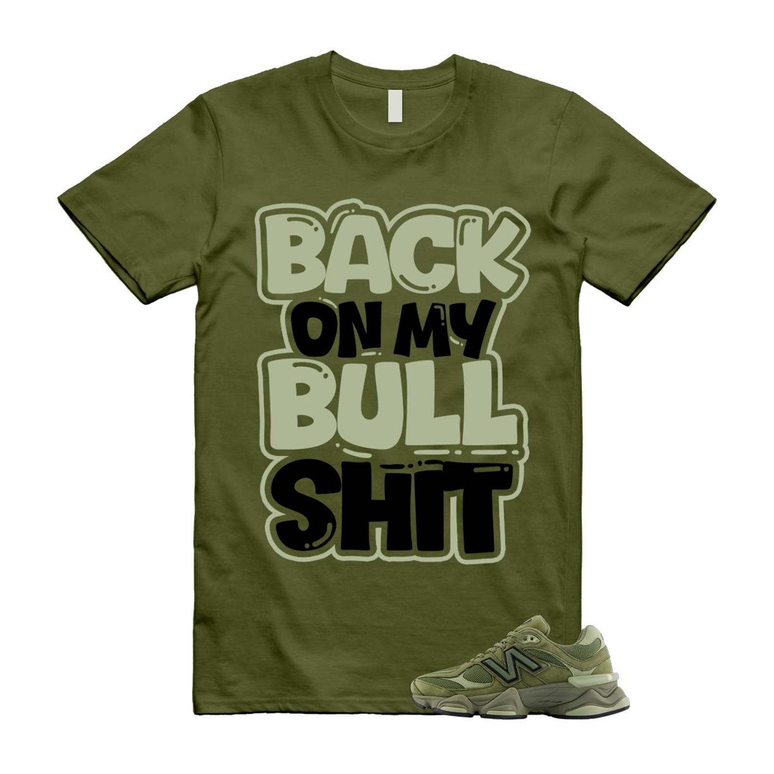 New Balance 9060 Dark Olivine Green Olive Shirt To Match Bull T-Shirt 2025