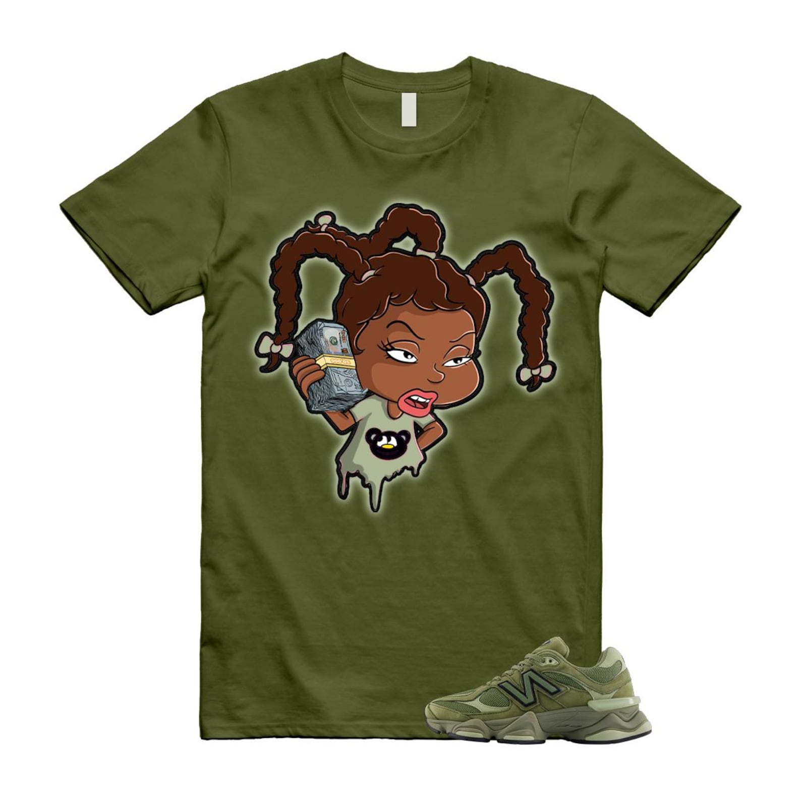 New Balance 9060 Dark Olivine Green Olive Shirt To Match Susie T-Shirt 2025