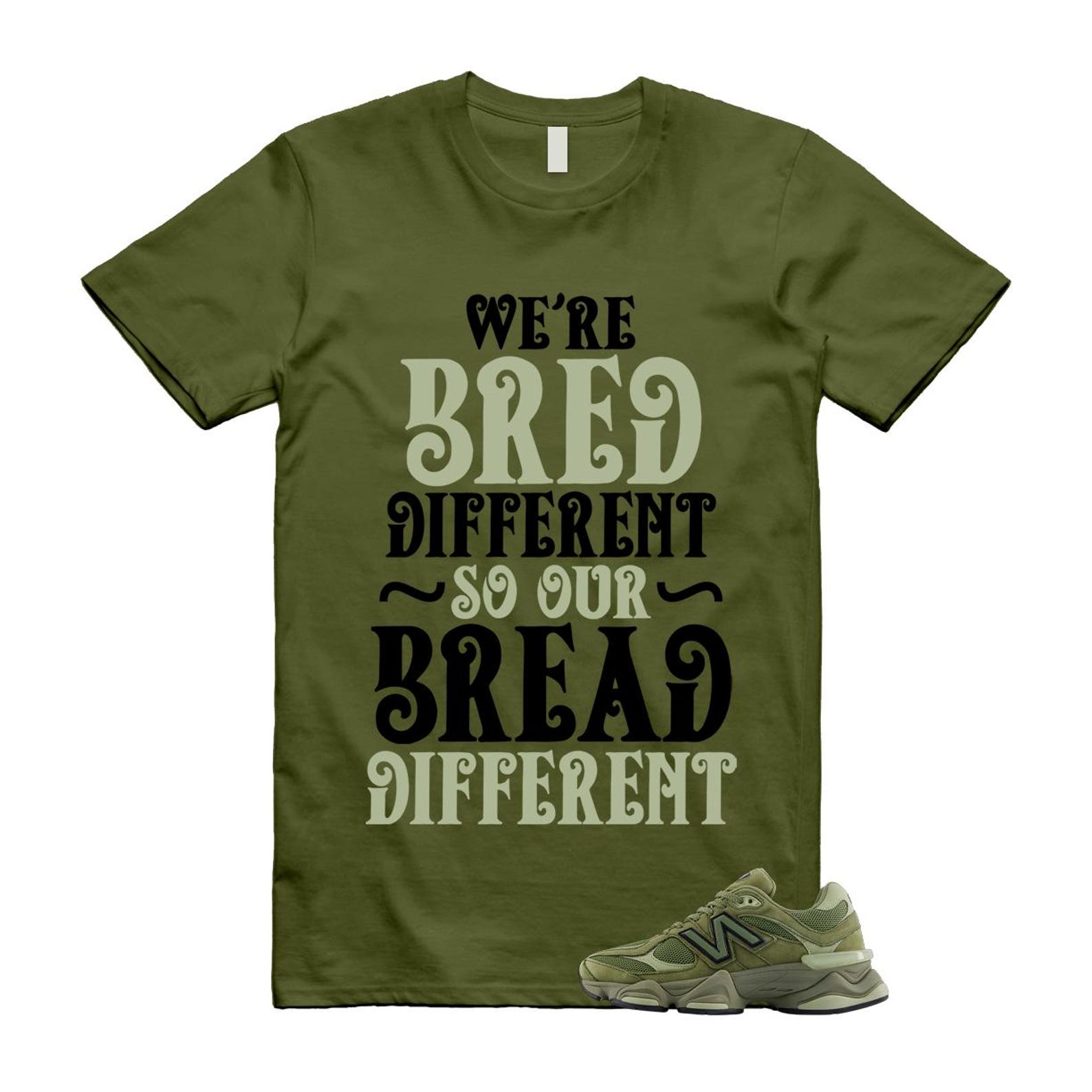 New Balance 9060 Dark Olivine Green Olive Shirt To Match Bread T-Shirt 2025