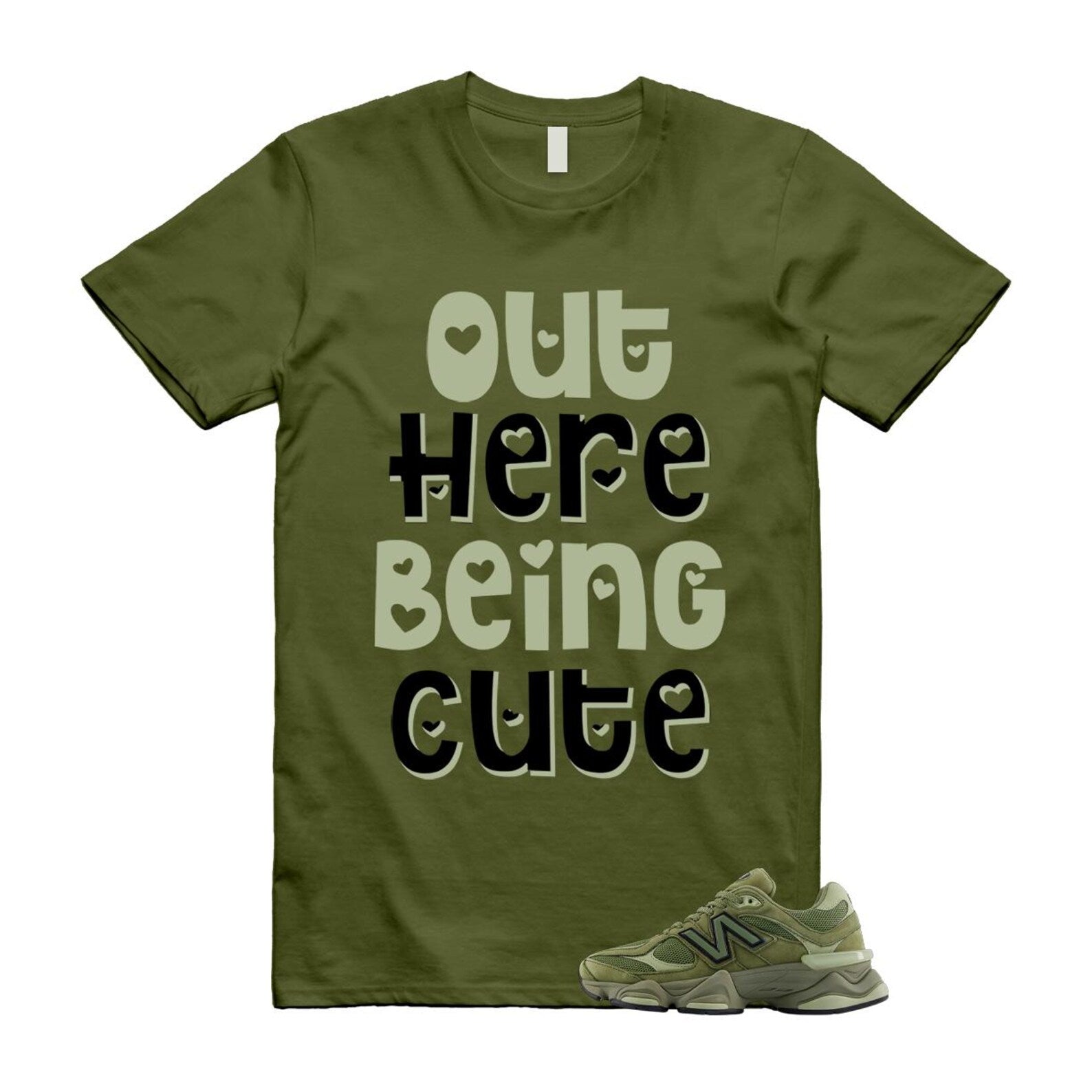 New Balance 9060 Dark Olivine Green Olive Shirt To Match Out Here Being Cute 2 T-Shirt 2025