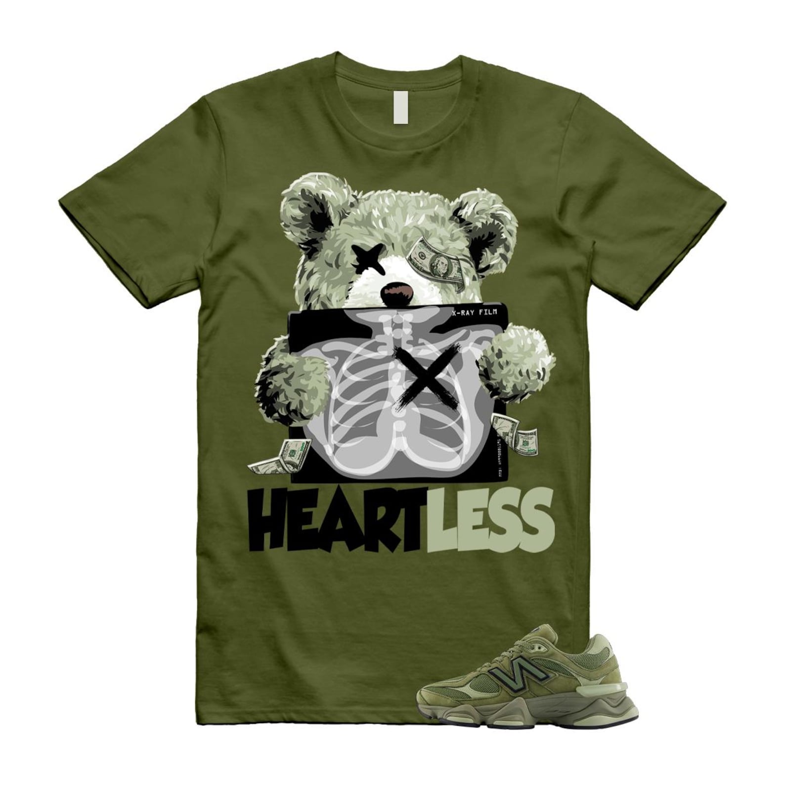 New Balance 9060 Dark Olivine Green Olive Shirt To Match Heart T-Shirt 2025