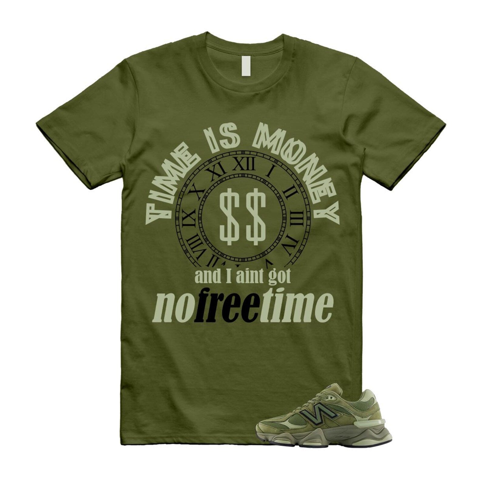 New Balance 9060 Dark Olivine Green Olive Shirt To Match Free Time T-Shirt 2025