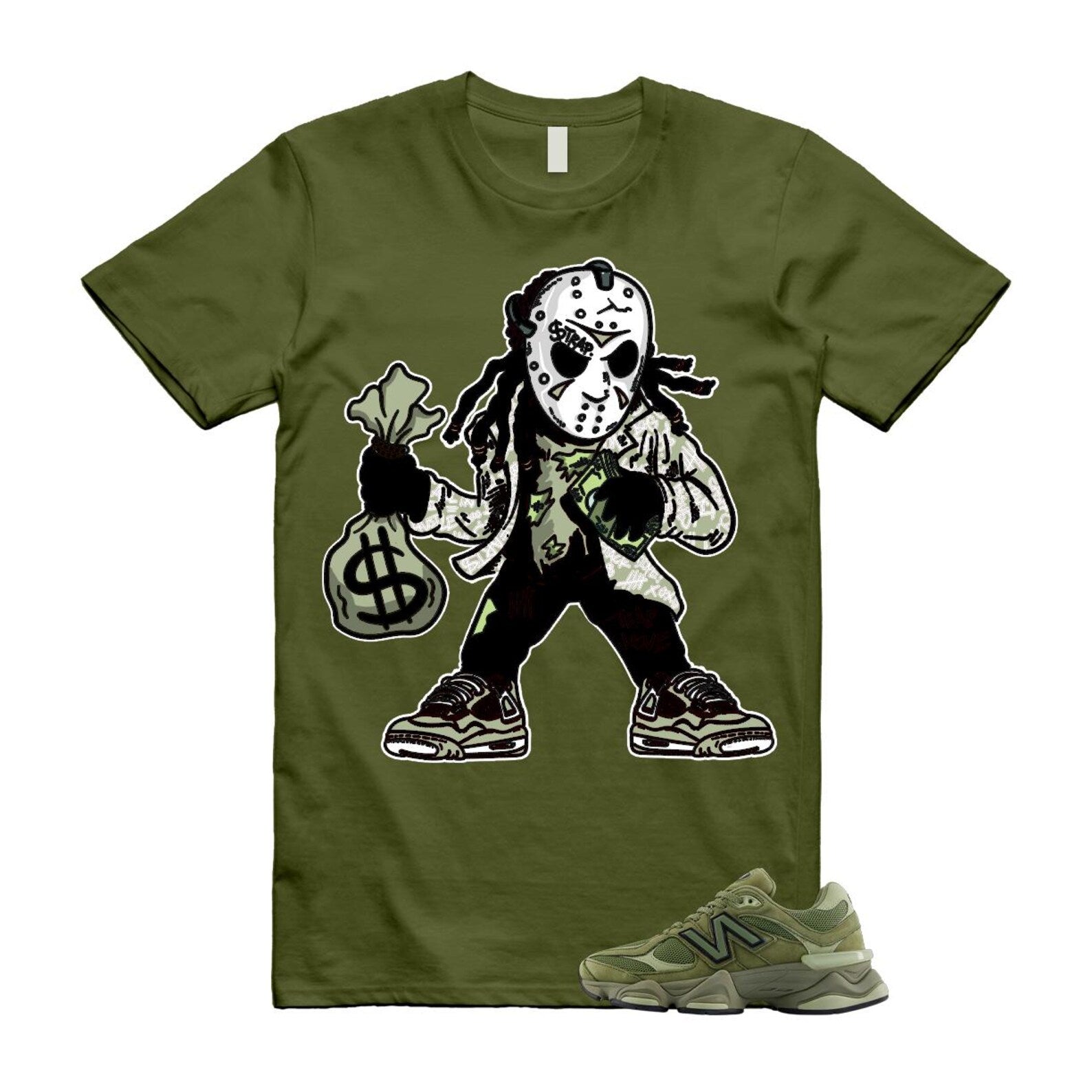 New Balance 9060 Dark Olivine Green Olive Shirt To Match Jason T-Shirt 2025