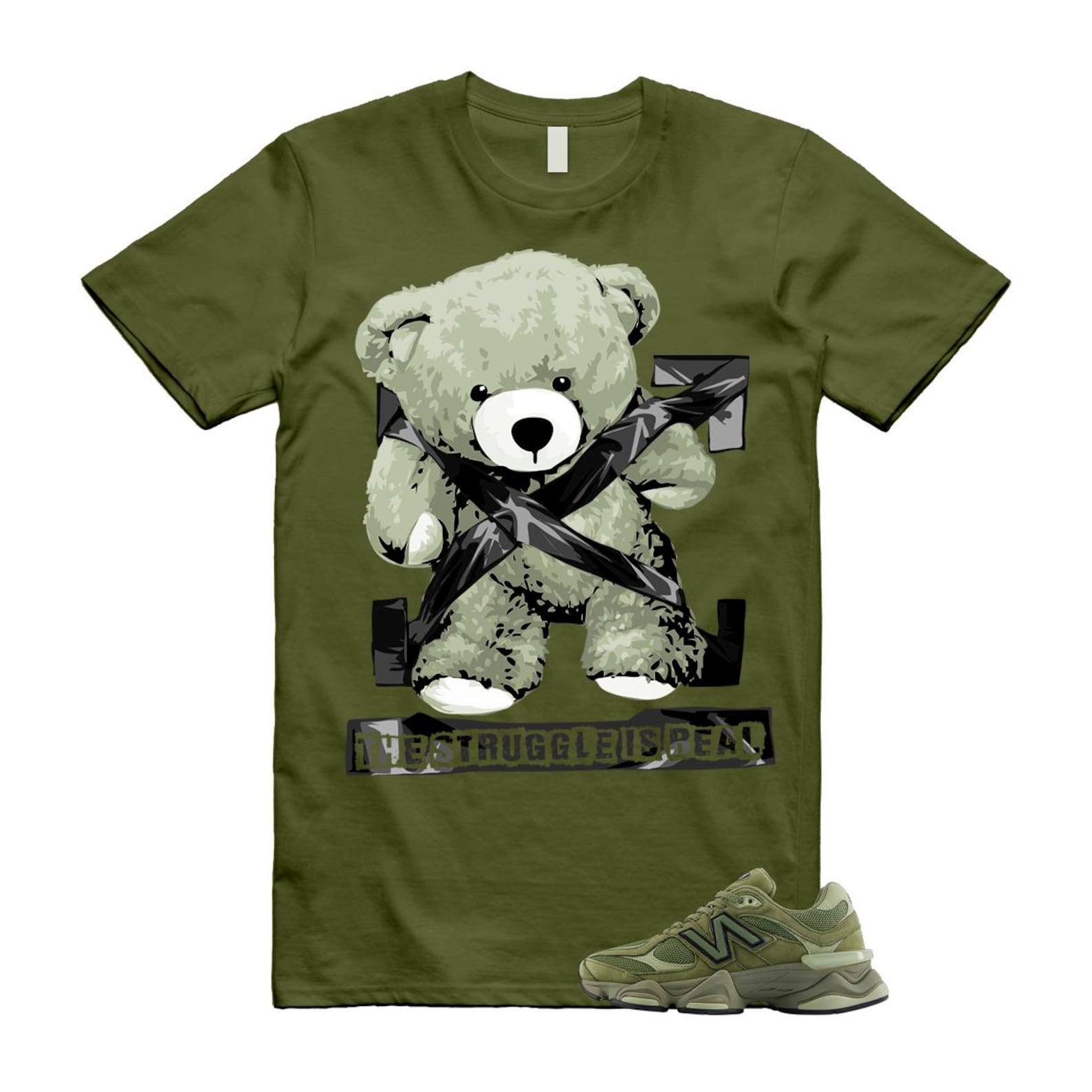 New Balance 9060 Dark Olivine Green Olive Shirt To Match Strug T-Shirt 2025