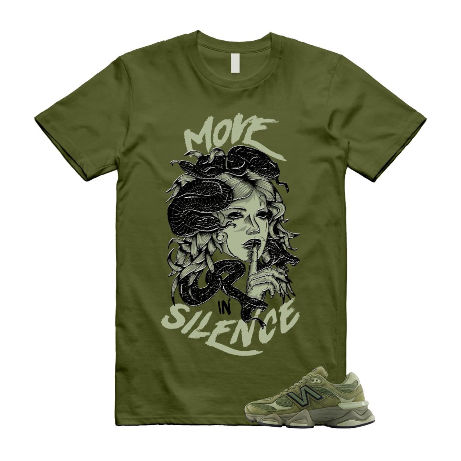 New Balance 9060 Dark Olivine Green Olive Shirt To Match Move Is Silence T-Shirt 2025