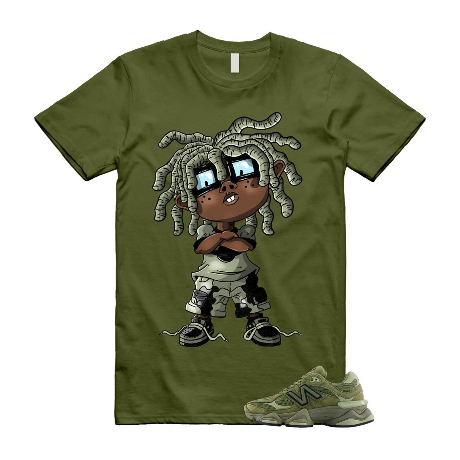 New Balance 9060 Dark Olivine Green Olive Shirt To Match Chongo T-Shirt 2025