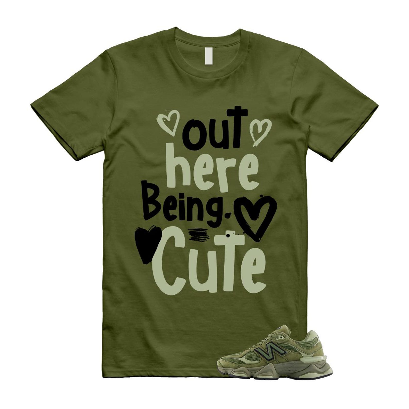 New Balance 9060 Dark Olivine Green Olive Shirt To Match Out Here Being Cute T-Shirt 2025