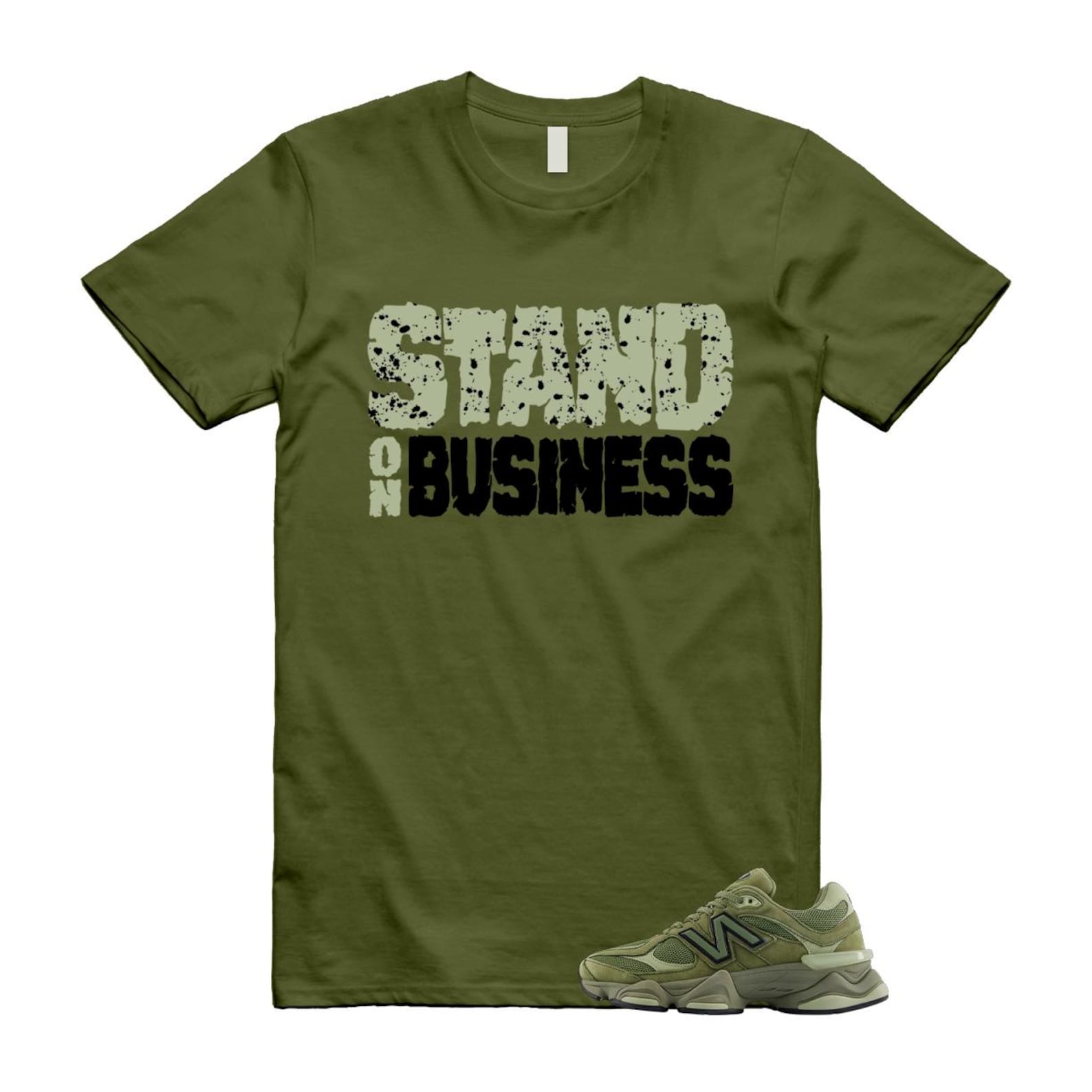 New Balance 9060 Dark Olivine Green Olive Shirt To Match Stand On Business T-Shirt 2025