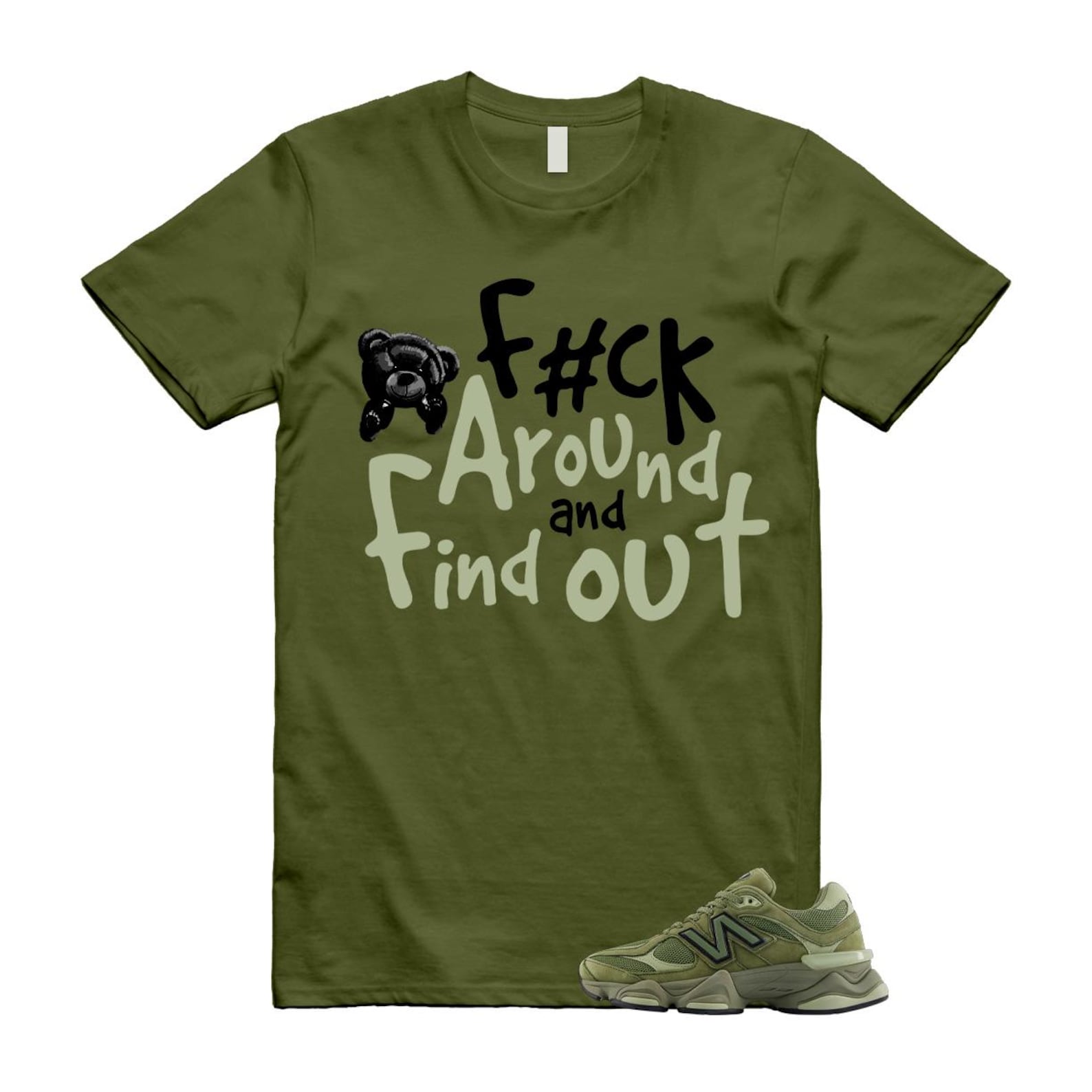 New Balance 9060 Dark Olivine Green Olive Shirt To Match Fck T-Shirt 2025