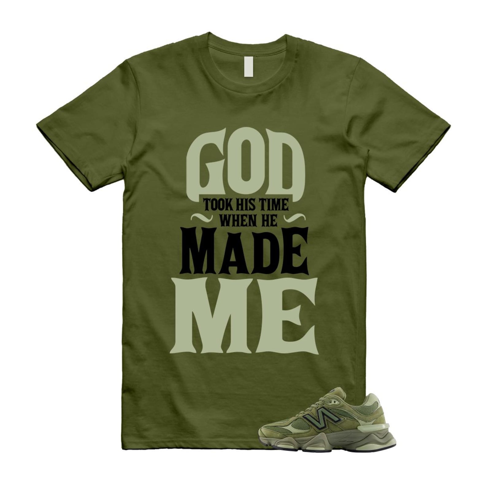 New Balance 9060 Dark Olivine Green Olive Shirt To Match Made Me T-Shirt 2025