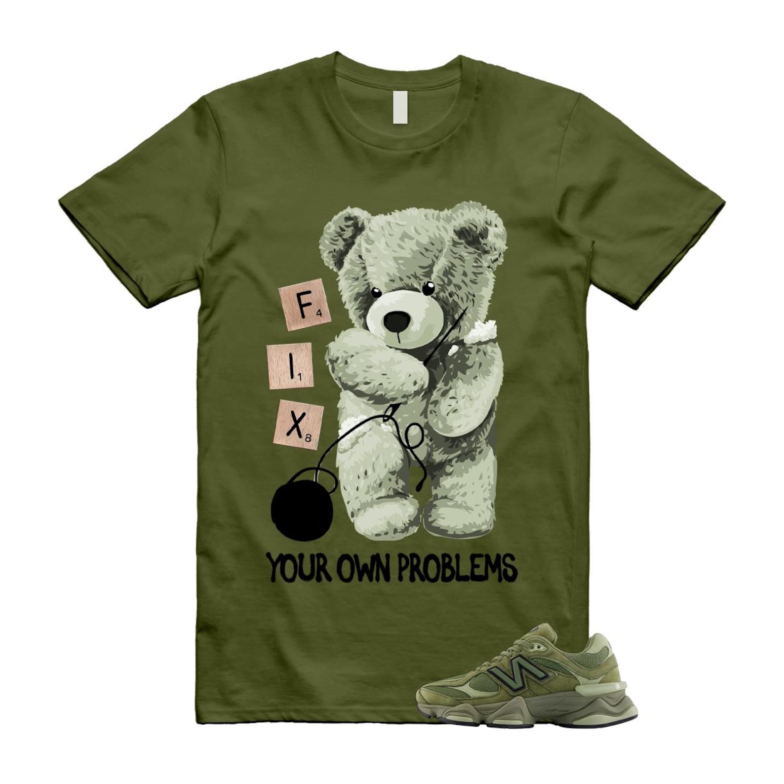 New Balance 9060 Dark Olivine Green Olive Shirt To Match Fix T-Shirt 2025