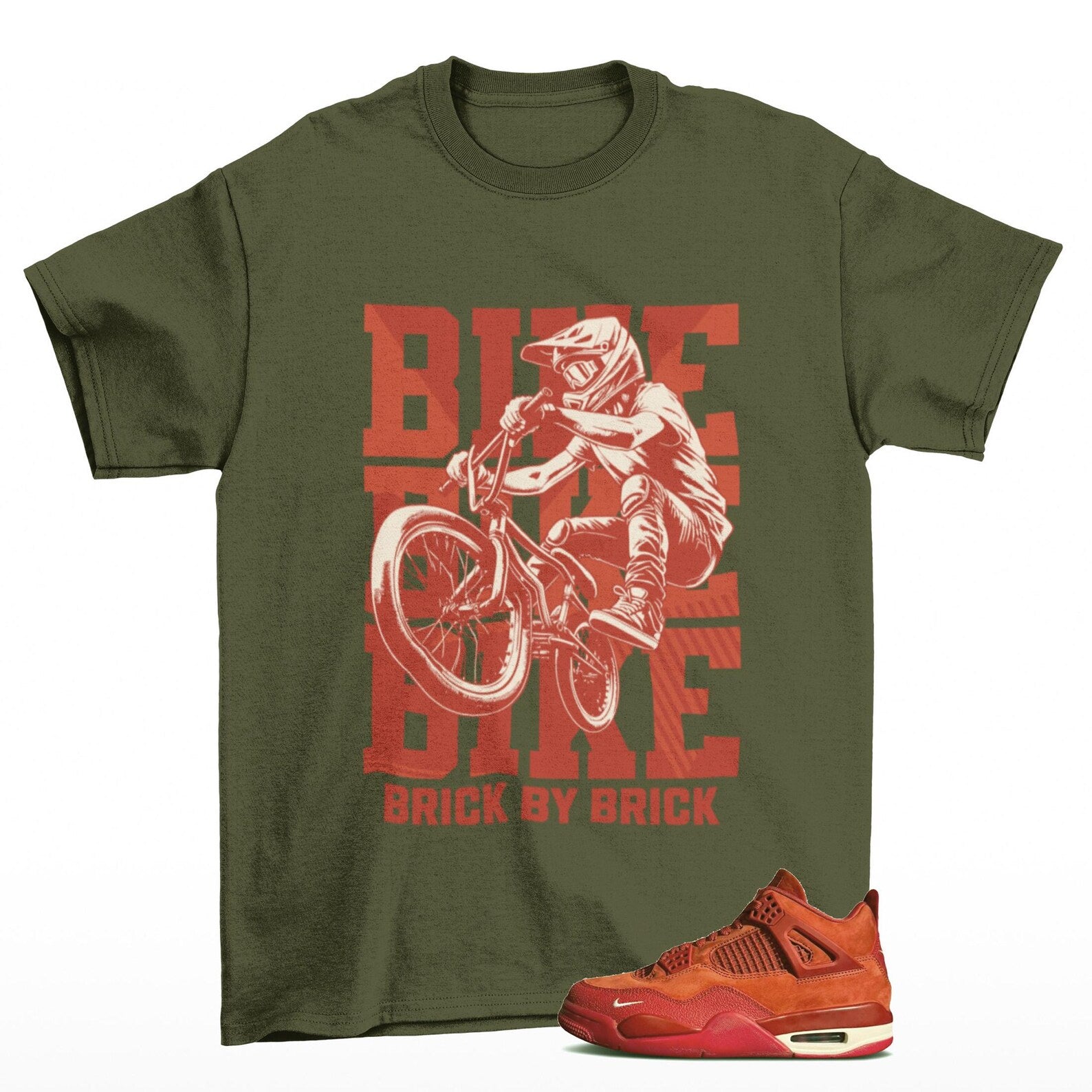 Jordan 4 Brick By Brick Green T Shirt Match Bike T-Shirt, Match Sneaker Tee 2025