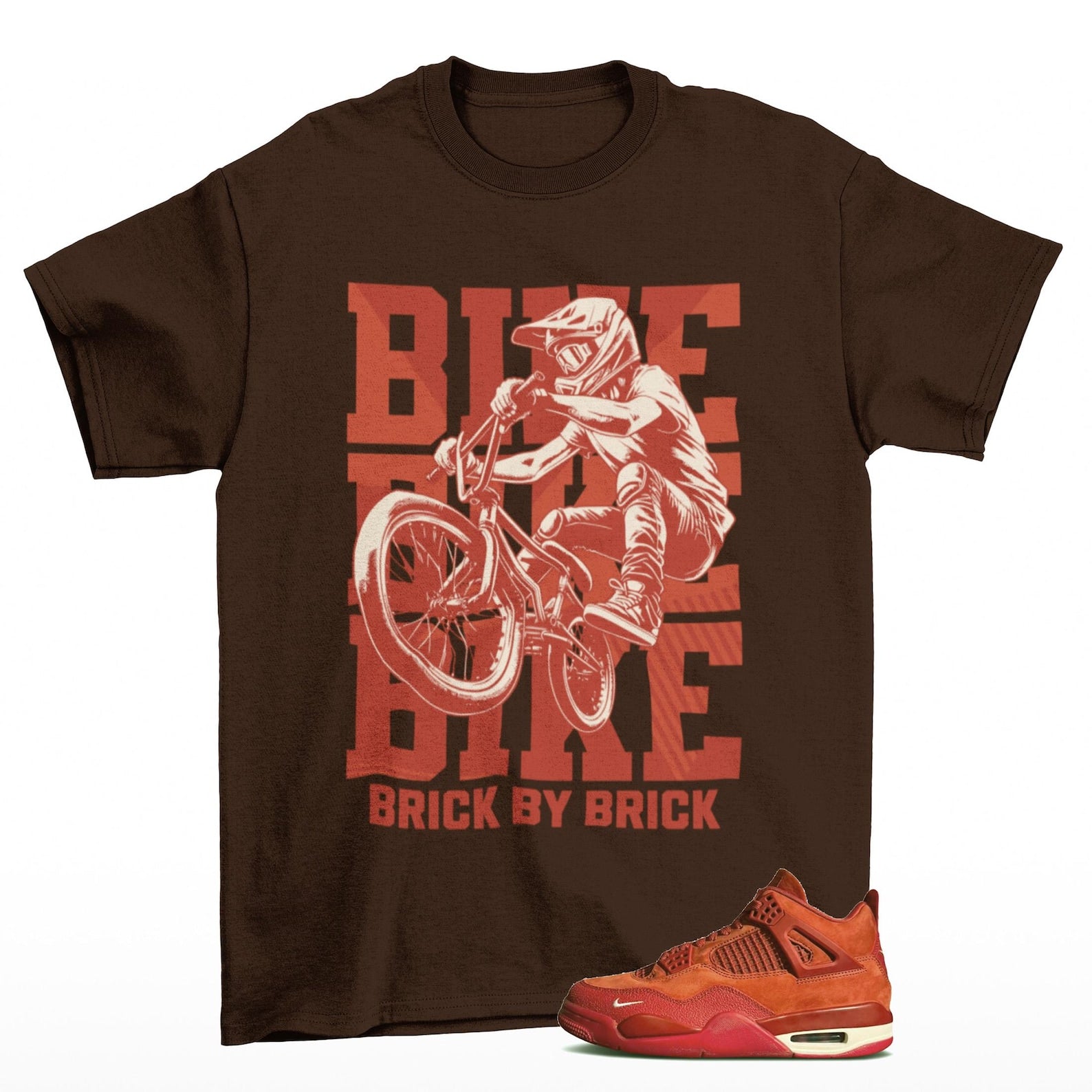 Jordan 4 Brick By Brick Brown T Shirt Match Bike T-Shirt, Match Sneaker Tee 2025