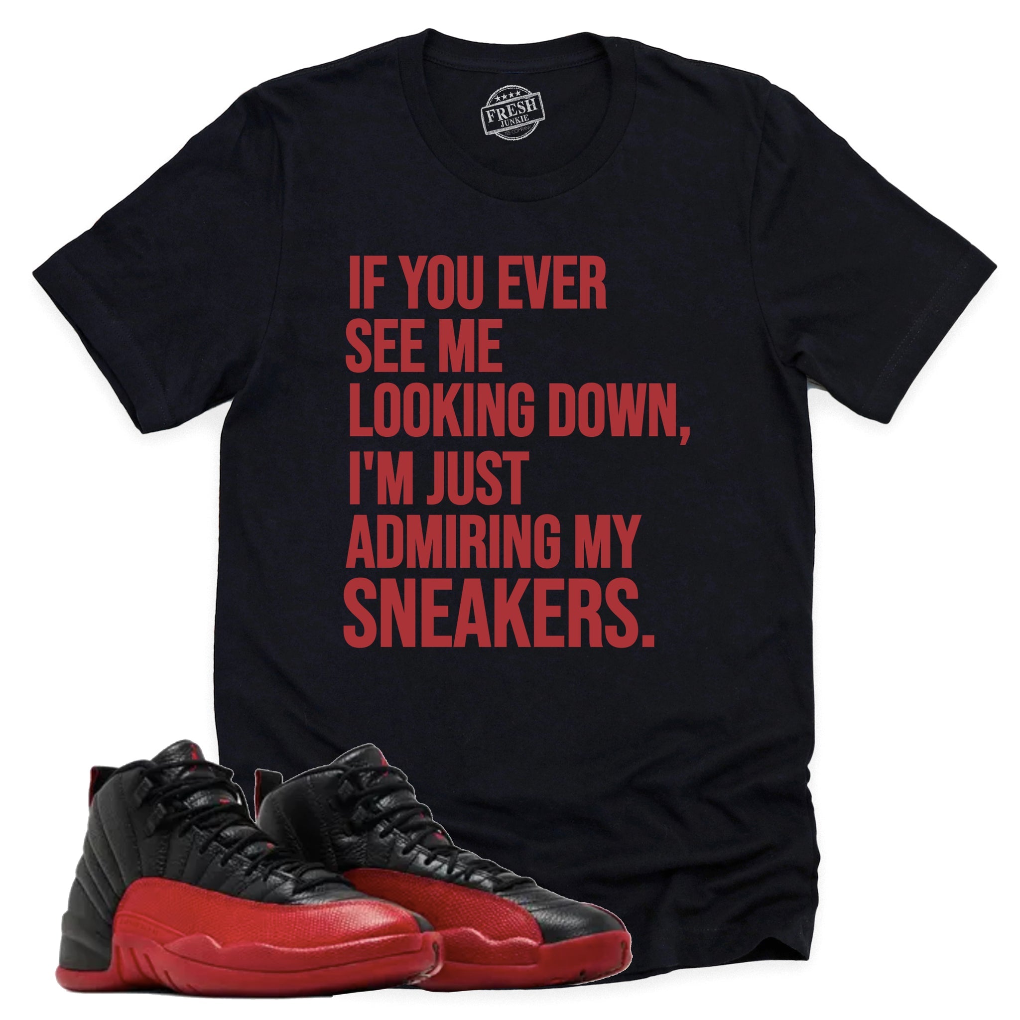 Admiring My Sneakers Shirt, Retro Air Jordan 12 Flu Game Shirt Match Sneaker CT8013-002 T-Shirt, Sneaker Match Tee