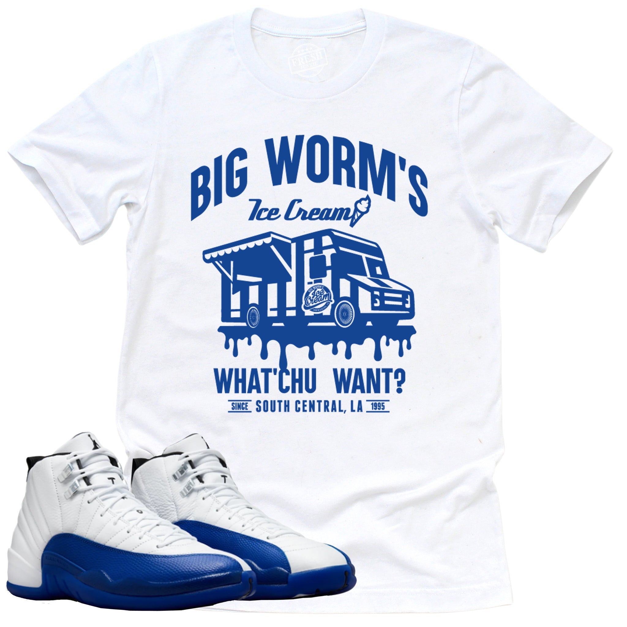 Jordan 12 Retro Blueberry T Shirt To Match Big Worm's T-Shirt 2024