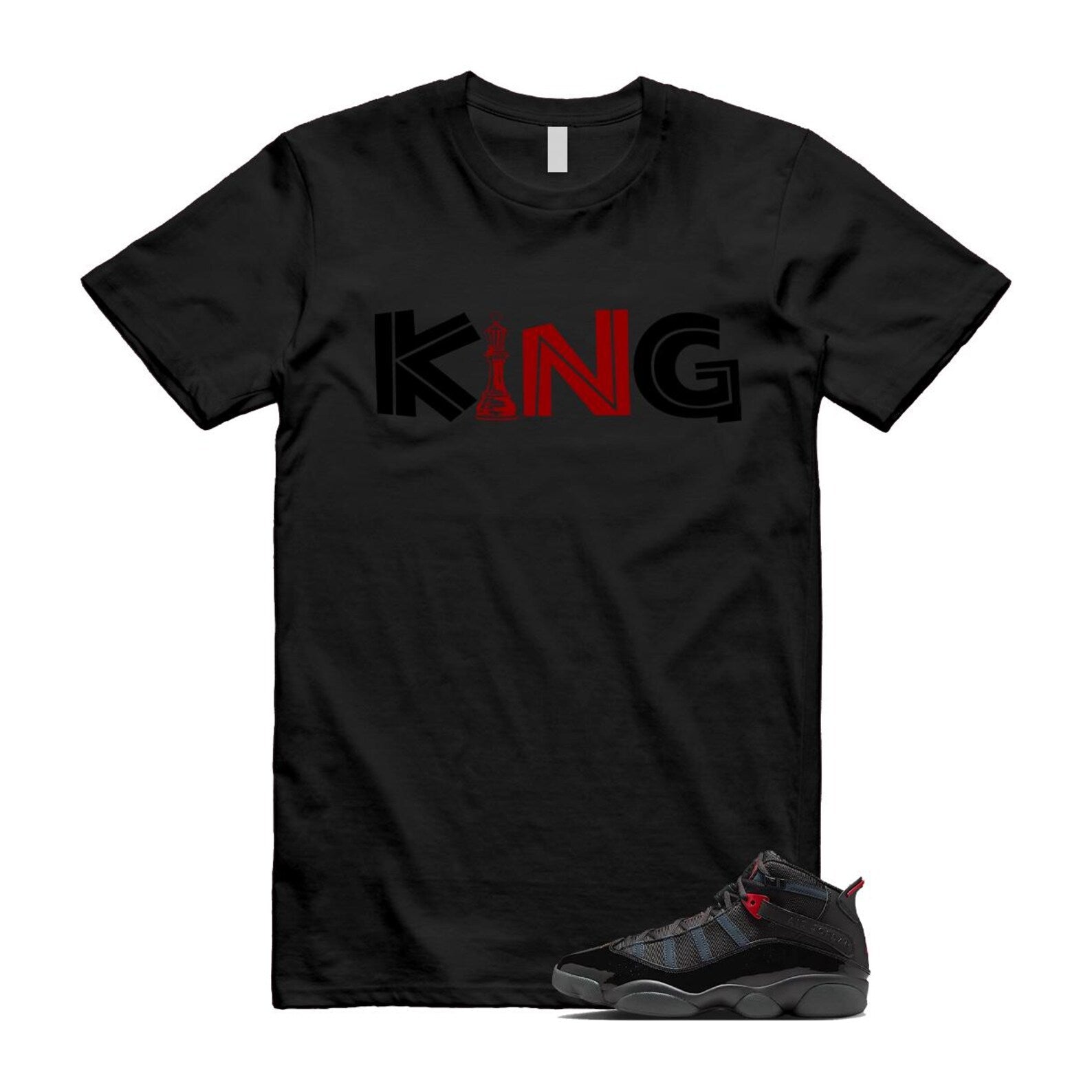 6 Rings Anthracite Black Fire Red Shirt To Match King T-Shirt 2025