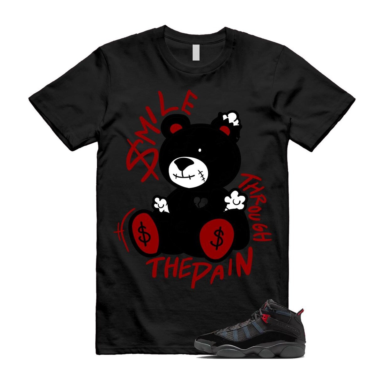 6 Rings Anthracite Black Fire Red Shirt To Match Smile Through The Pain T-Shirt 2025