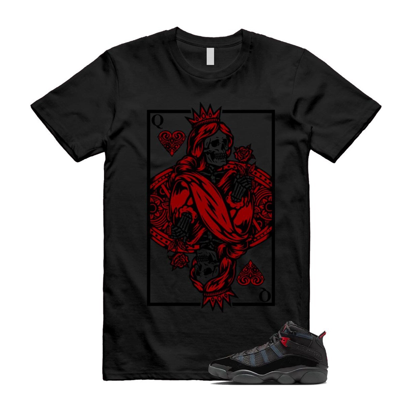 6 Rings Anthracite Black Fire Red Shirt To Match Queen Card T-Shirt 2025