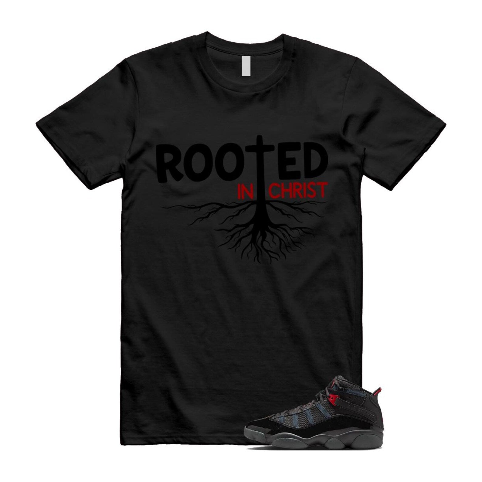6 Rings Anthracite Black Fire Red Shirt To Match Rooted T-Shirt 2025