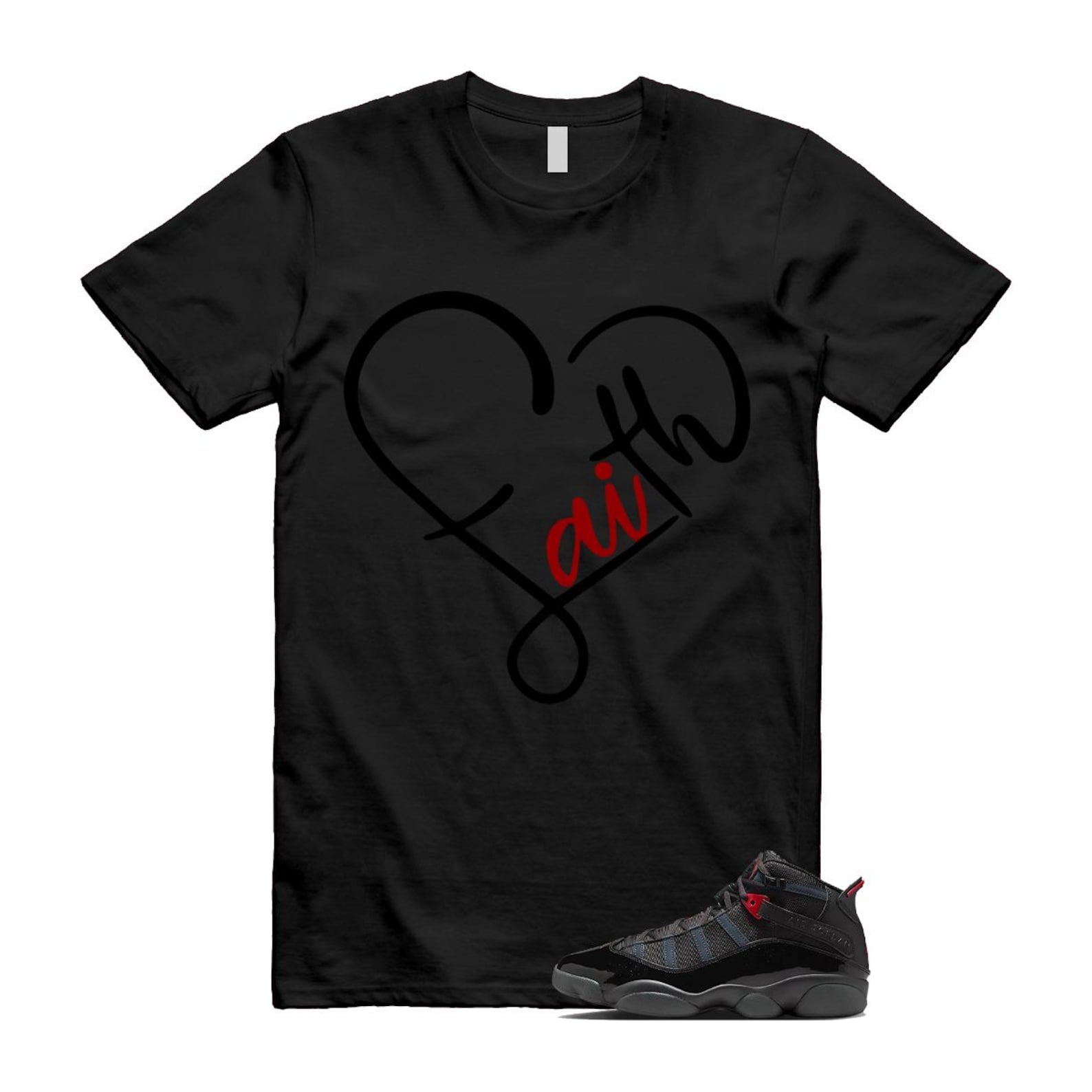 6 Rings Anthracite Black Fire Red Shirt To Match Faith T-Shirt 2025