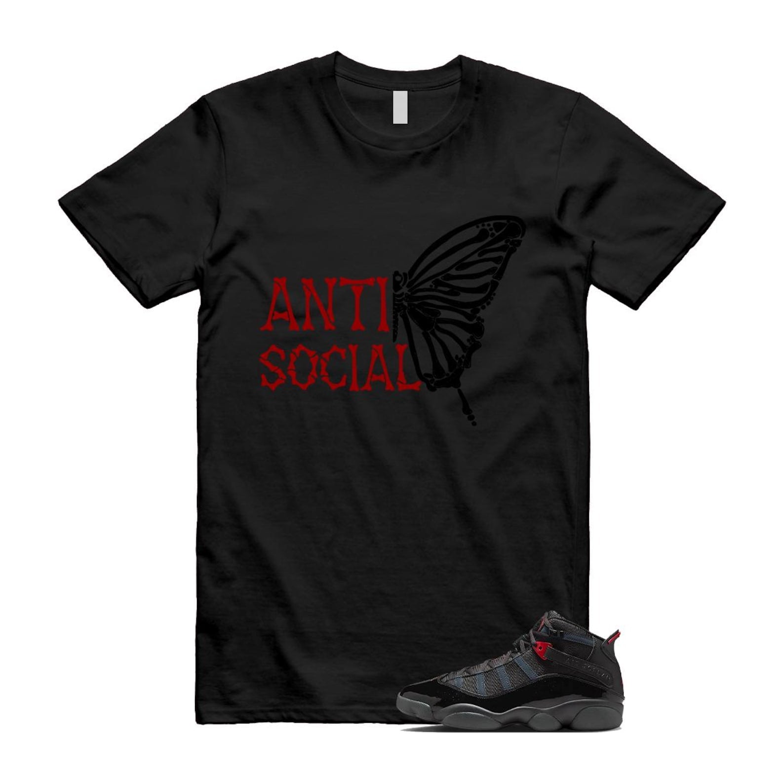 6 Rings Anthracite Black Fire Red Shirt To Match Anti Social Butterfly T-Shirt 2025