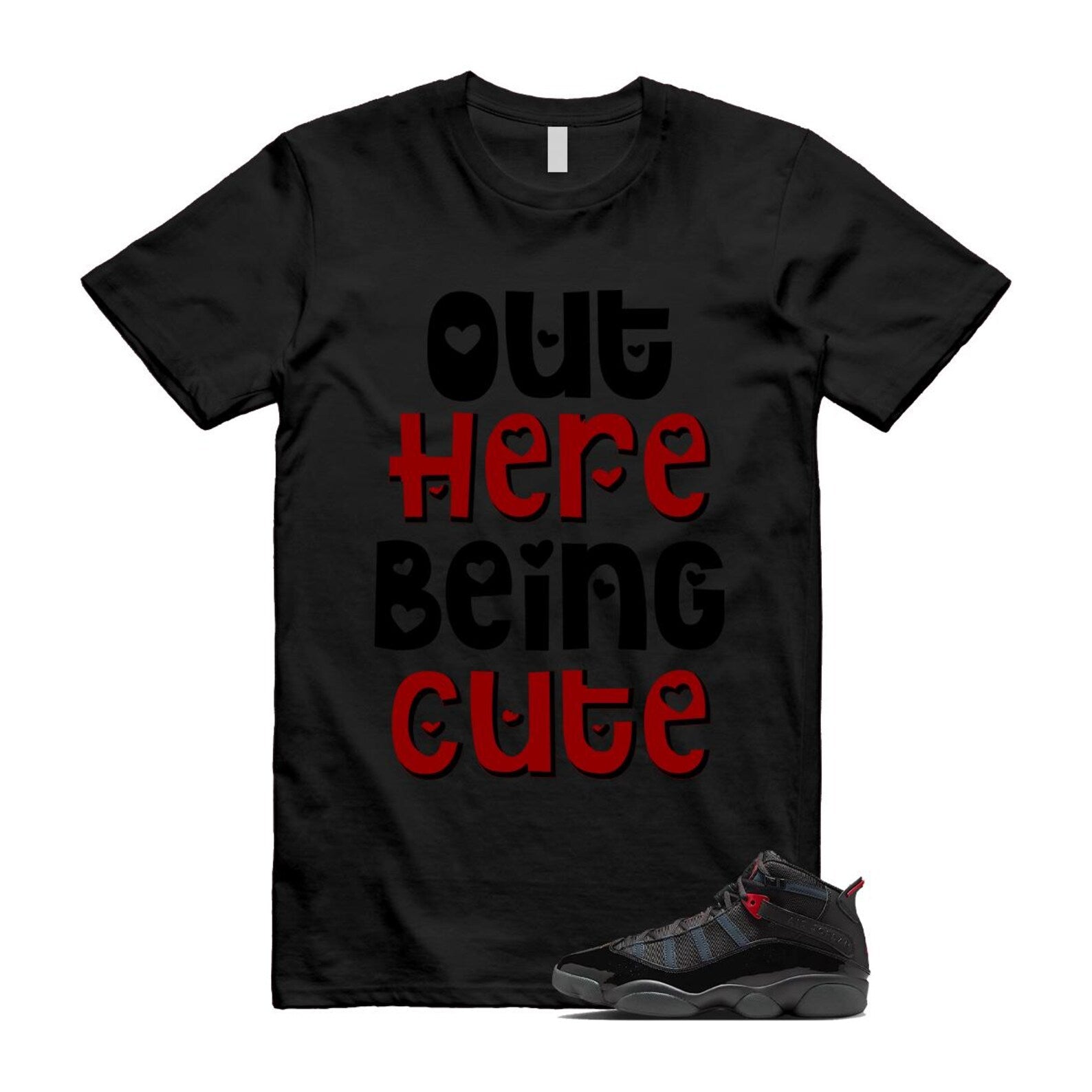 6 Rings Anthracite Black Fire Red Shirt To Match Out Here Being Cute T-Shirt 2025
