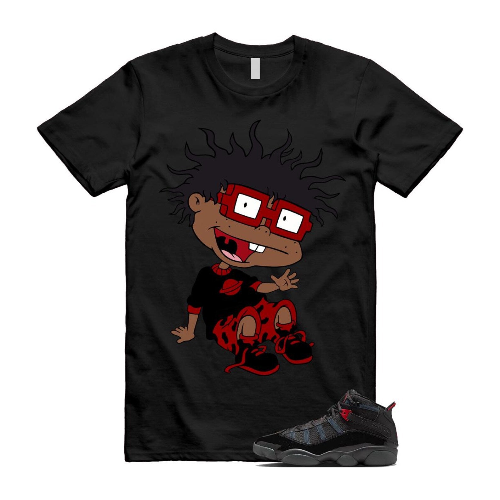 6 Rings Anthracite Black Fire Red Shirt To Match Finster T-Shirt 2025