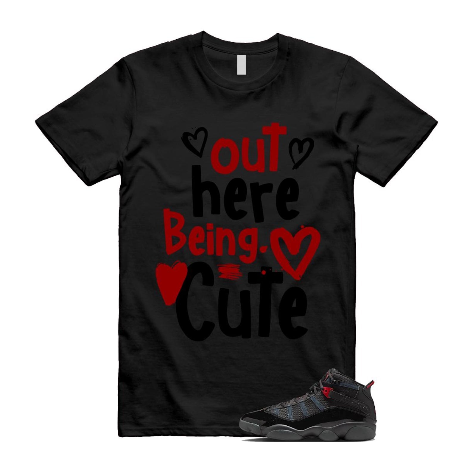6 Rings Anthracite Black Fire Red Shirt To Match Out Here Being Cute 2 T-Shirt 2025