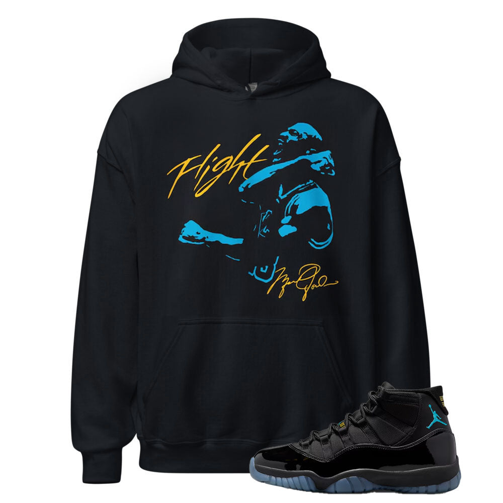 Jordan 11 Gamma Blue Hoodie to Match Flight Basketball Graphic 378037-006 Match Sneaker Tee